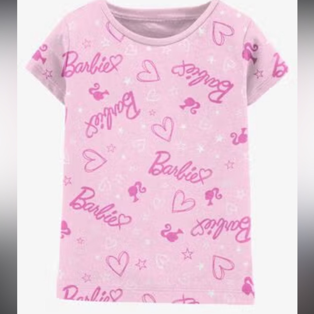 Carter’s Barbie Baby Girls Pink Infant Short Sleeve T-Shirt Toddler Logo Heart 3